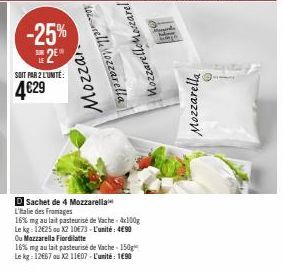 L'Italie des Fromages: Mozzarella Mozarel de Vache 4x100g -25% à 4€29 | Le kg: 10€73-L!