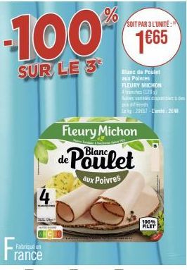 Promo : Fleury Michon Poulet aux Poivres -20% - Prix à partir de 16,65€ par 3 unités