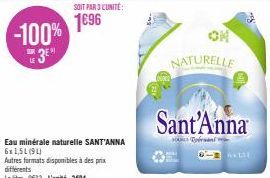 Trouvez le Goût Naturel de Sant'Anna: Eau Minérale Naturelle à -100% 3EM, 6x1,51L à 0€33/L - Autres Formats Disponibles!