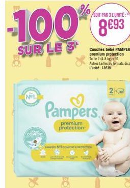Offre exceptionnelle : 3 Pampers N Comforts et 250 Pampers Premium Protection pour 100 893 €!
