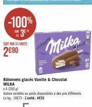 Offre spéciale: Bâtonnets glacés MILKA à 2€90 seulement! -100% sur l'unité