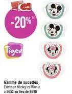 promo spéciale : -20% sur les sucettes mickey & minnie tigex à 5€52!