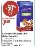 Promo -50% : Chocolat LINDT Maître Chocolatier 3x100g (300g) à 3€89!