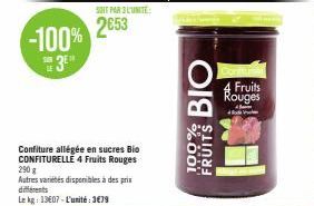Bénéficiez d'une promo de -100% : Confiturelle 4 Fruits Rouges BIO, 290 g à 2€53 l'unité !
