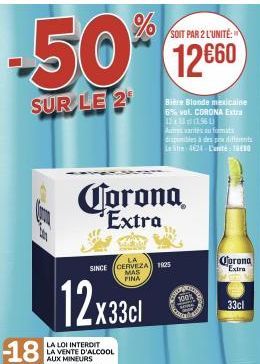 2X Coronas Extra 6% | -50% Unité | Bière Blonde Mexicaine | 12x33cl