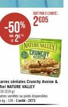Nature Valley Crunchy 2KG à 13€ : Barres céréales Crunchy Avoine & Miel 50% OFF !