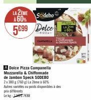 Super Promo - 2ème Södebo 5699 Dolce CHIZZA à 60% : 760 g de Pizza Campanella Mozzarella & Jambon Speck!