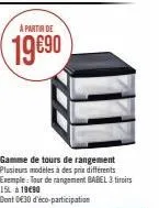 tour de rangement babel 3 tiroirs 15l - exemple à 19€90 + éco-participation de €30!