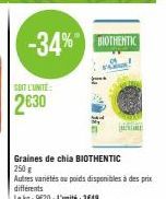 -34% sur Graines de Chia BioThéntic 250g - Unité 2,30€ - Autres Disponibles!