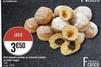 mini beignets: pomme/chocolat/noisette/fruits rouges 200g-promo 3€50-fabriqué en france-lk 1750