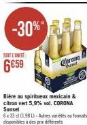Jusqu'à -30% ! CORONA Marat Bière au spiritueux mexicain & citron vert 5,9% vol. 6 x 33 cl (1,98 L) à 6,59 €.