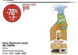 m. propre -70% : 2 l de spray dégraissant cuisine pour 1691€ -500ml unité293€ -autres variétés disponibles!