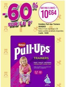 Économisez 60% sur les Culottes Pull-Ups Trainers Huggies Filles 2-4 ans (15-23 kg) Achetez 2, Payez 1 !