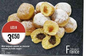 Mini beignets Pomme/Chocolat/Fruits rouges - 17,65 €/kg - 8 beignets 3,50€ - Fabriqué en France!