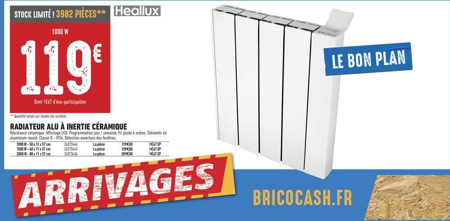 Radiateur Alu à Inertie Céramique - Stock Limité ! 3982 Pièces Heallux 1000 W à 119€ incl. 1€67 Eco-Participation !