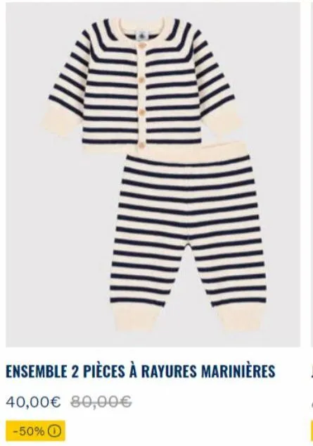 ensemble 2 pièces à rayures marinières  40,00€ 80,00€  -50% o 