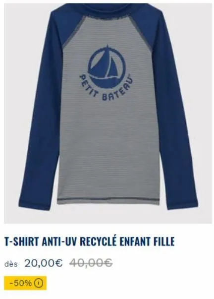 petit t-shirt anti-uv recyclé enfant fille dès 20€ -50% : une protection écologique à petit prix!