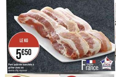 KG 5€50 : 2kg de Pore Poitrine Tranchée à Griller avec Os, Origine France !