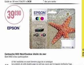 Promo Économique - Multipack EPSON étoile de mer 603 Noir et Couleur avec Éco-Participation.