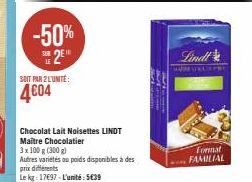 Offre Spéciale 50% : Lindt Maitre Chocolatier 3 x 100g (300g) 5€39/Unité.