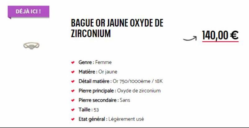 Oxyde de Zirconium 18K : Déjà ici, nouvelle Bague Or Jaune pour Femme !