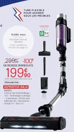 Une Économie de 199€ sur le Tube Flexible Rowenta pour Aspirer Sous les Meubles | 100% de Réduction!