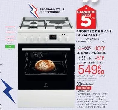 profitez d'une cuisinière lkm624011w avec 5 ans de garantie et 699% -100€ de remise immédiate et -50€ de remise différée!