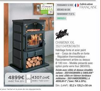 Godin Chamonix XXL: Habillage Fonte et Aci, Veste 4899€, 12KW, 77,9% de Rendement - Promo 4307,04€!