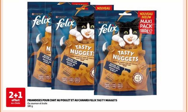 Nouveau Riche en Protéines : 2+1 Offert au choix chez Purina Felix et Tasty Nugget”