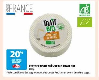 Profitez d'une remise de 20% sur le Petit Frais de Brebis Bio et de Chèvre Bio Traité Bio de 140g!