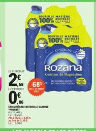 Rozana Eau Minérale Naturelle Gazeuse - 15% de Réduction sur Bouteille Matière 100% Recyclée, Contient du Magnesium !