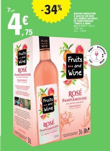¡Vin Rosé au Pamplemousse et au Fruits de la Passion à -34% ! - Vin Rosé Pamplemousse Aron Mate 1354.