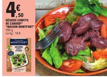 Maison Montfort: Gésiers Confits de Canard (250g, 18€/kg) - Découvrez le Goût Unique des Gésiers Confits de Canard !