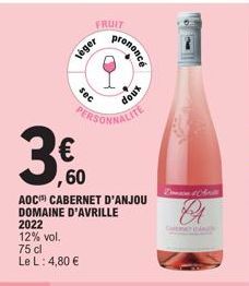 Vin AOC Cabernet d'Anjou Domaine d'Avrille 2022: Léger, Sec et Fruité, 4,80€!