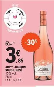 vignoble du luberon: rosé au goût doux +30% promo à 5,13€ | 75cl | 13%vol.
