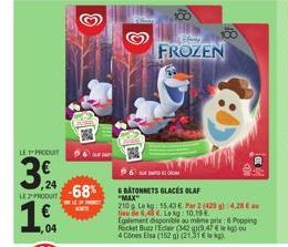 -Max Ta Promo: Batonnets Glacés Olaf -68% -210 g, 4,28 € au lieu de 6,43 € Le Kg -10,19 € Par 2.