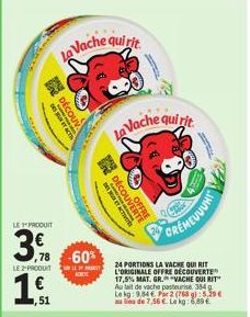 Découvrez La Vache Qui Rit Original: 24 Portions à 17,5% Mat. Gr. Avec 60% de Réduction, Prix seulement 3,78 €!