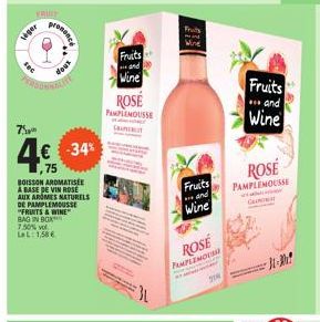 Fruits & Wine Bag In Box - Rosé Pamplemousse 7.50% vol - Boisson Aromatisée - 1,58€ (-34%).