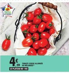 Produits Frais de France: Plateau de Tomates Cerise Allongée ou Melangée, 1kg à 4€!