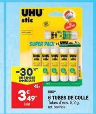 Pack UHUⓇ Super -30%! 6 Tubes de Colle, 8,2g, Prix Économique! 349 Leb UHUⓇ!