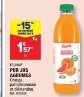 frum agrumes : -15% de réduction immédiate sur le jus aux agrumes orange, pamplemousse et clémentine (fr. 5010424) !