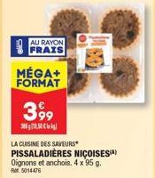 Les Pissaladières Niçoises MÉGA+ Format: Profitez d'une promo de 3,99€, 4 x 95g!