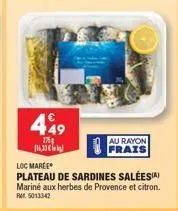 sardines salées marinées aux herbes de provence et citron - 175g, 1,30€ - rm 5013342, loc. maree.