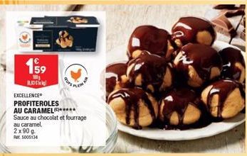 Goûtez à l'Excellence des Profiteroles au Caramel WY: 2x90 g avec Sauce au Chocolat et Fourrage au Caramel. Rt5005134