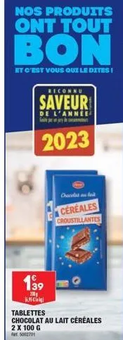 goûtez la saveur de l'année 2023 : le chocolat au céréales croustillantes 1⁹9 s!