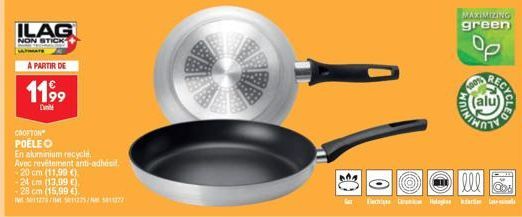 Poeleo à Revêtement Non-Stick En Aluminium Recyclé! Dès 11,99€! Crofton I-5011275/4 5011275/5811227 -20/-24/-28cm