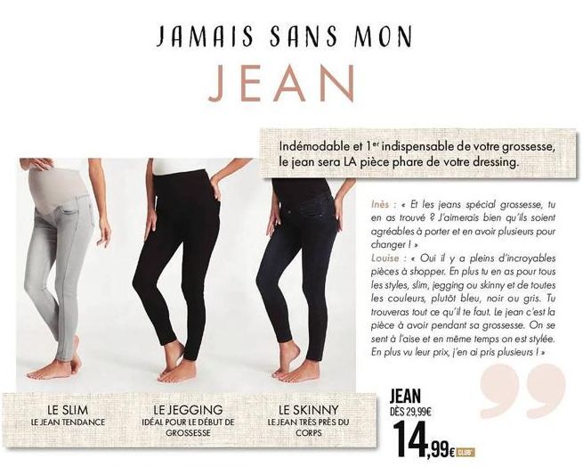 Le jeans tendance et indémodable : Le Slim Jegging Bunu, un indispensable de votre grossesse !