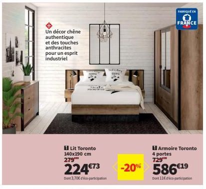 Meuble de Rêve : Armoire Toronto à 224€73 avec un décor Chêne Authentique et des Touches Anthracites pour un Esprit Industriel ! FABRIQUÉ EN FRANCE !