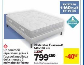 Matelas Evasion-R Mousse à Mémoire de Forme -40% - 140x190cm - 799€60