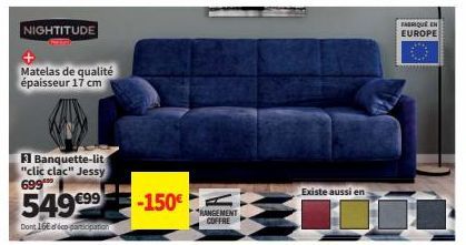 Banquette-lit Jessy 699™ : Qualité et Rangement Incl. - 150€ - F. Europe ! 549 €99